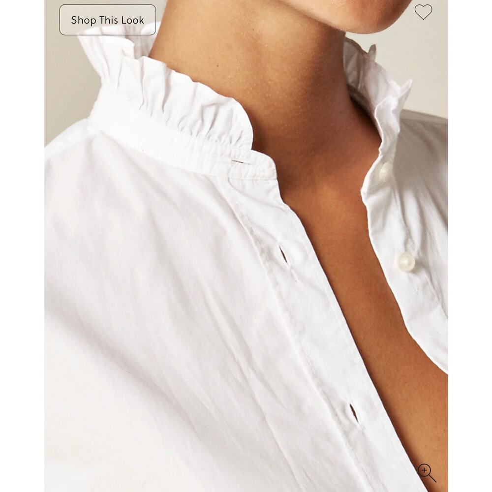 J. Crew Jules ruffle-collar shirt in cotton poplin White NWT size 18 - Picture 4 of 8